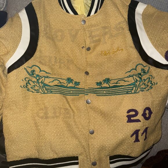 NEW Lifted Anchors Lovers Surf Club Varsity Jacket GoldXL Letterman Streetwear